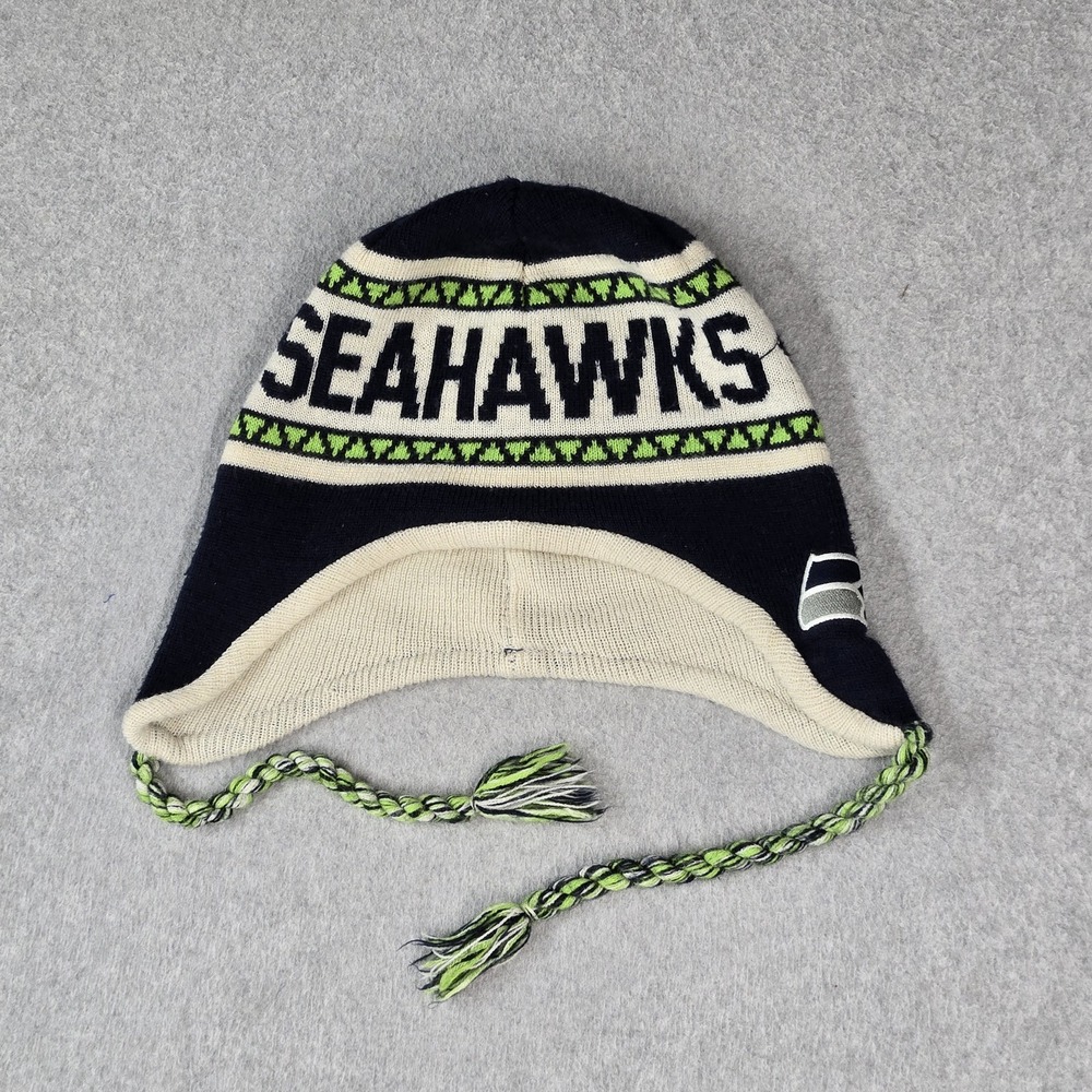 Seattle Seahawks Men Beanie ONE SIZE Navy NFL Team Apparel Logo Strap
